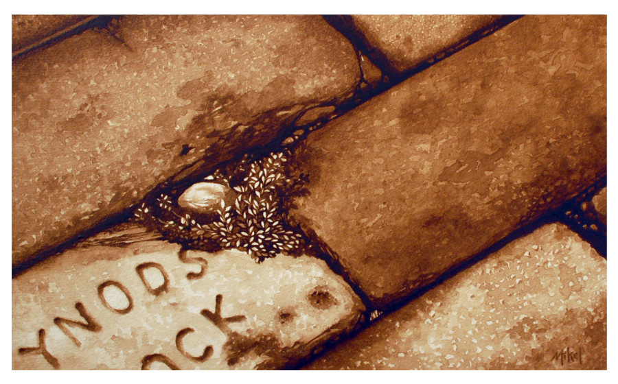 A unique close-up painting the cobblestone streets of St. Augustine Florida